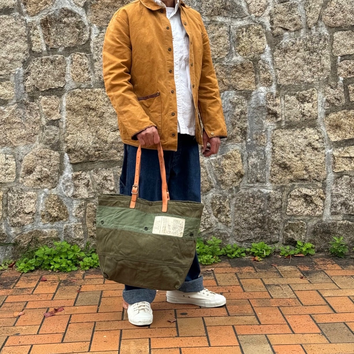NO MORE WAR ノーモアウォー MILITARY キャンバストートバッグ (ロングハンドル) RBMU15L2